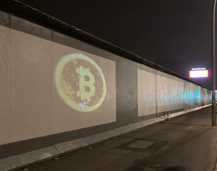 Bitcoin B logo lights up Germany's tallest building in Berlin Bitcoin B logo lights up Germany's tallest building in Berlin