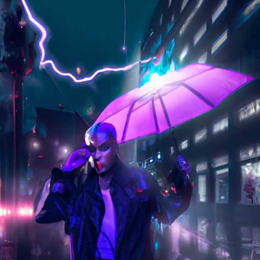 What Is Nostr? Nostr Cyberpunk Purple lightning bolt cyberpunk, trending on artstation Artist: Rembrandt synthwave Lighting: Umbrella lighting. Subject: Street.
