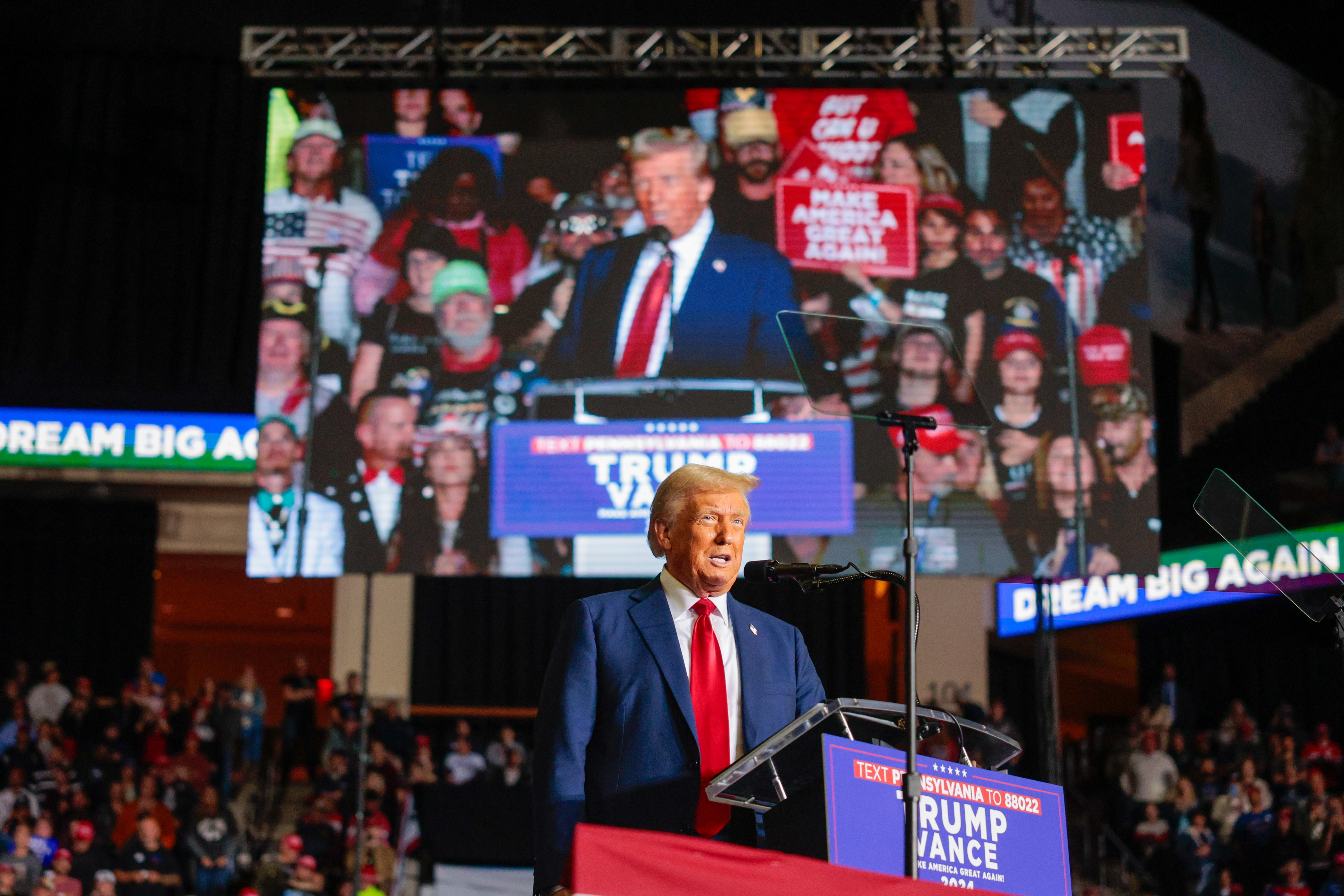 Former President Trump leads Harris by 10 points — Polymarket ... Former President Trump Surges Ahead in Latest Poll Results