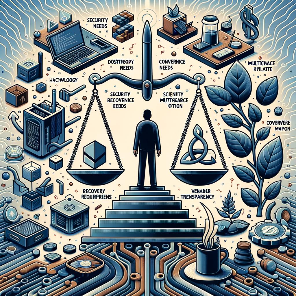 4 Key Steps to Set Up Your Bitcoin Self-Custody Wallet 1) Choose the right wallet: weigh hardware, desktop, mobile and multisignature options against your security needs, convenience and recovery requirements, and vet vendors for reputation and open-source clarity