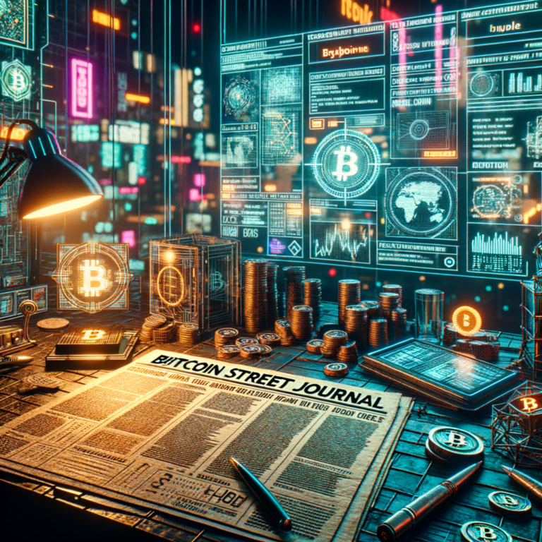 Bitcoin Desk - The Bitcoin Street Journal cyberpunk, trending on artstation in the style of cyberpunk