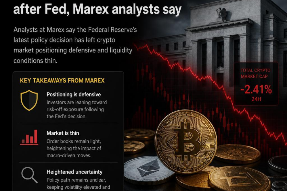 Crypto market positioning is ‘defensive and thin’ after Fed, Marex  analysts say