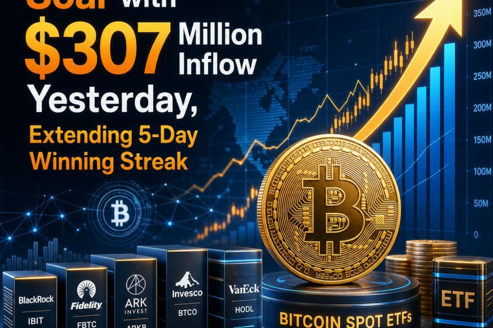Bitcoin Spot ETFs Soar with $307 Million Inflow Yesterday, Extending 5-Day Winning Streak