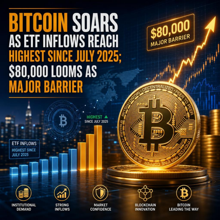 Bitcoin Soars as ETF Inflows Reach Highest Since July 2025; $80,000 Looms as Major Barrier