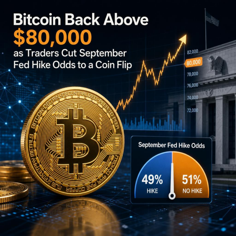Bitcoin Back Above $80,000 as Traders Cut September Fed Hike Odds to a Coin Flip