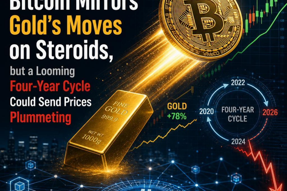 FORTUNE: Bitcoin Mirrors Gold’s Moves on Steroids, but a Looming Four-Year Cycle Could Send Prices Plummeting