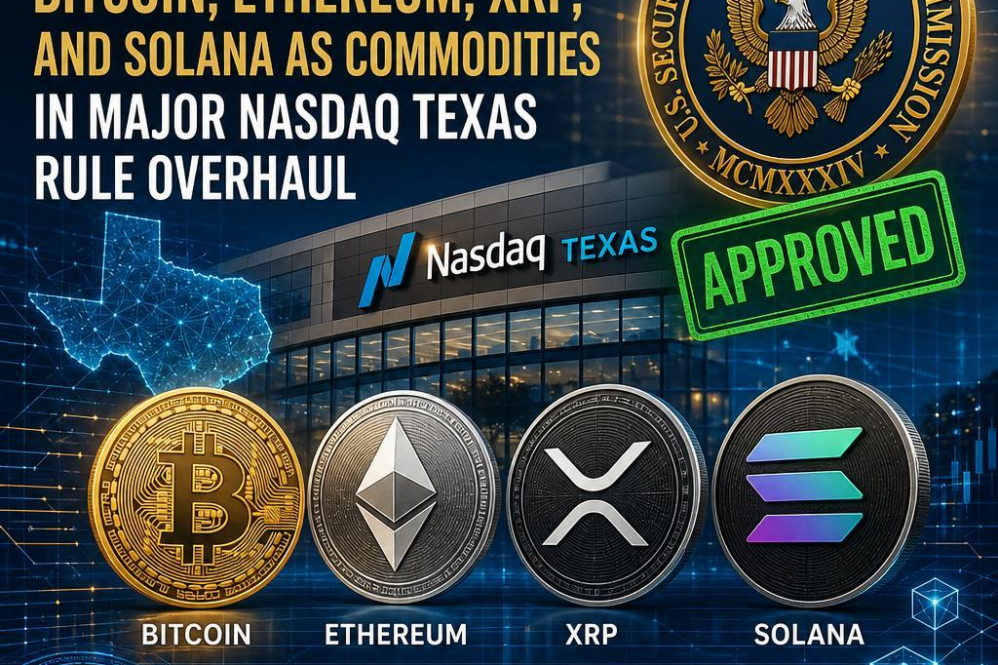 SEC Greenlights Bitcoin, Ethereum, XRP, and Solana as Commodities in Major Nasdaq Texas Rule Overhaul