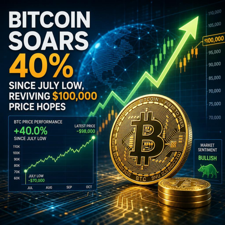 Bitcoin Soars 40% Since July Low, Reviving $100,000 Price Hopes