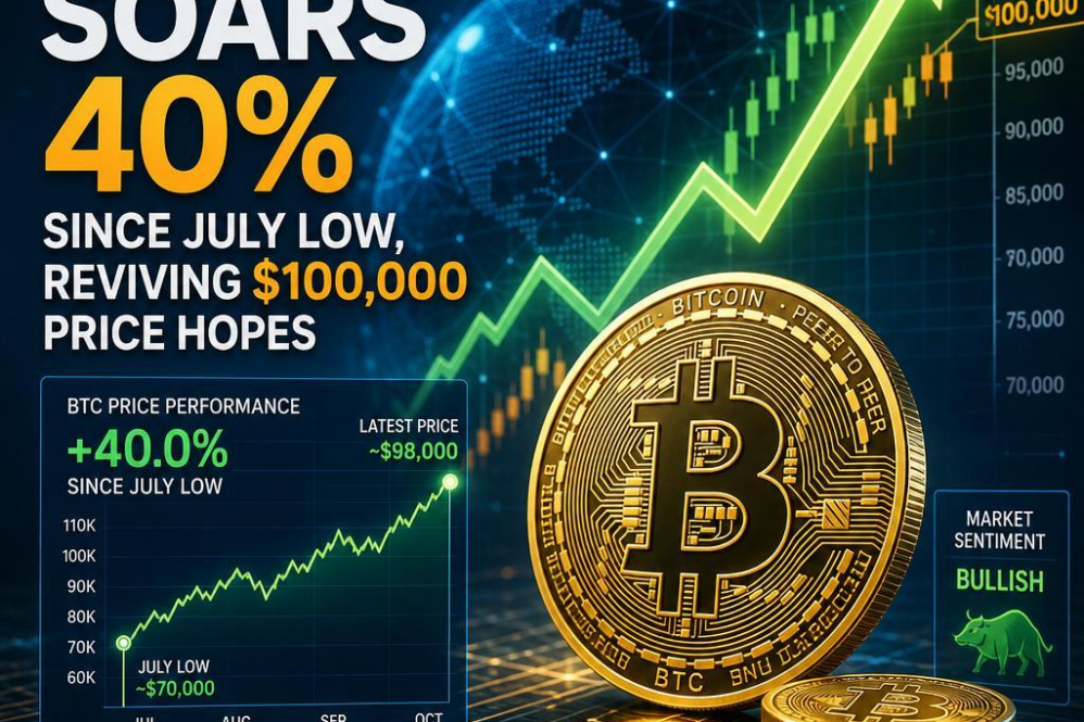 Bitcoin Soars 40% Since July Low, Reviving $100,000 Price Hopes