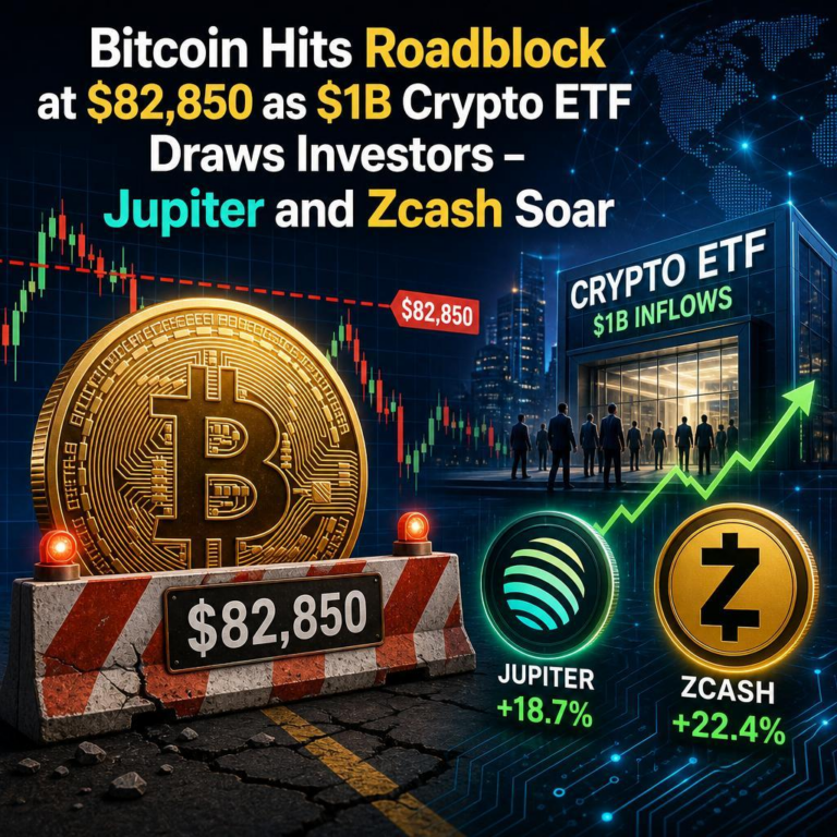 Bitcoin Hits Roadblock at $82,850 as $1B Crypto ETF Draws Investors – Jupiter and Zcash Soar