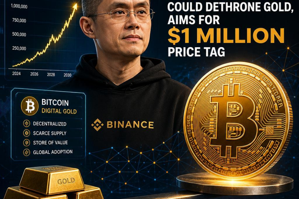 CZ Predicts Bitcoin Could Dethrone Gold, Aims for $1 Million Price Tag