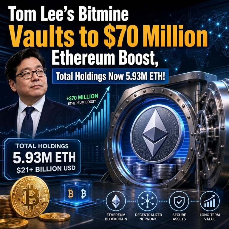 Tom Lee’s Bitmine Vaults to $70 Million Ethereum Boost, Total Holdings Now 5.93M ETH!