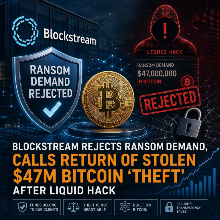 Blockstream Rejects Ransom Demand, Calls Return of Stolen $47M Bitcoin ‘Theft’ After Liquid Hack