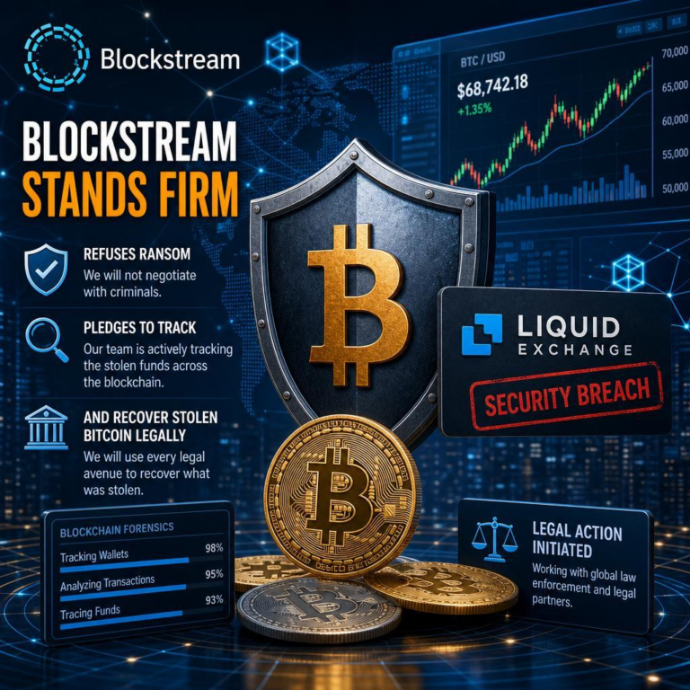 Blockstream Stands Firm: Refuses Ransom, Pledges to Track and Recover Stolen Bitcoin from Liquid Exchange Legally