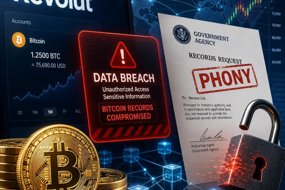 Revolut Breach: Bitcoin Records Compromised by Phony Government Agency Request
