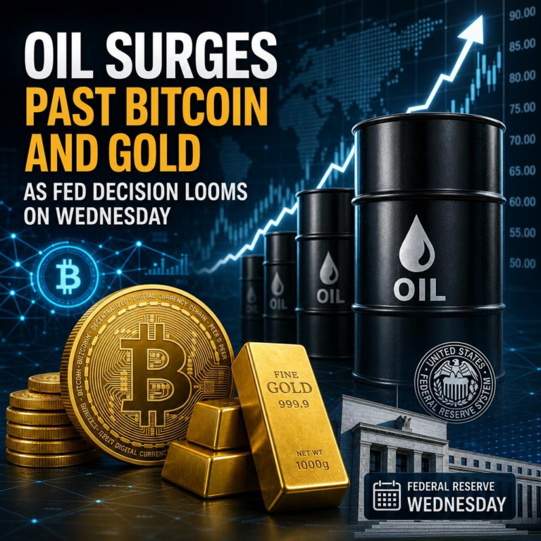 Oil Surges Past Bitcoin and Gold as Fed Decision Looms on Wednesday