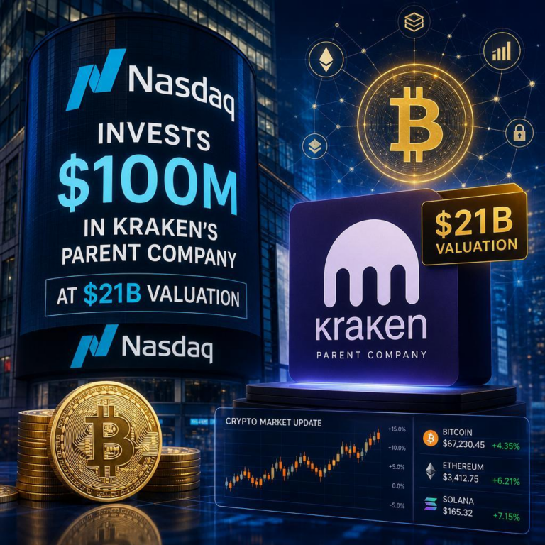 Nasdaq Dives into Crypto with $100M Bet on Kraken’s Parent Company at $21B Valuation