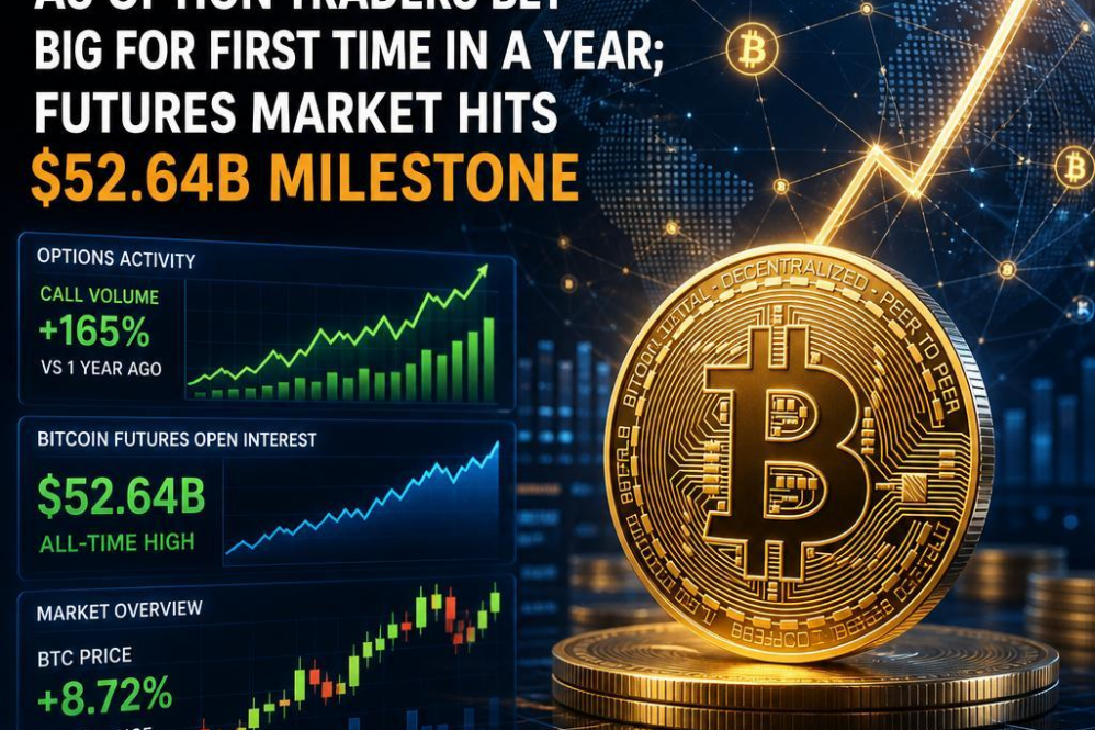 Bitcoin Soars as Option Traders Bet Big for First Time in a Year; Futures Market Hits $52.64B Milestone