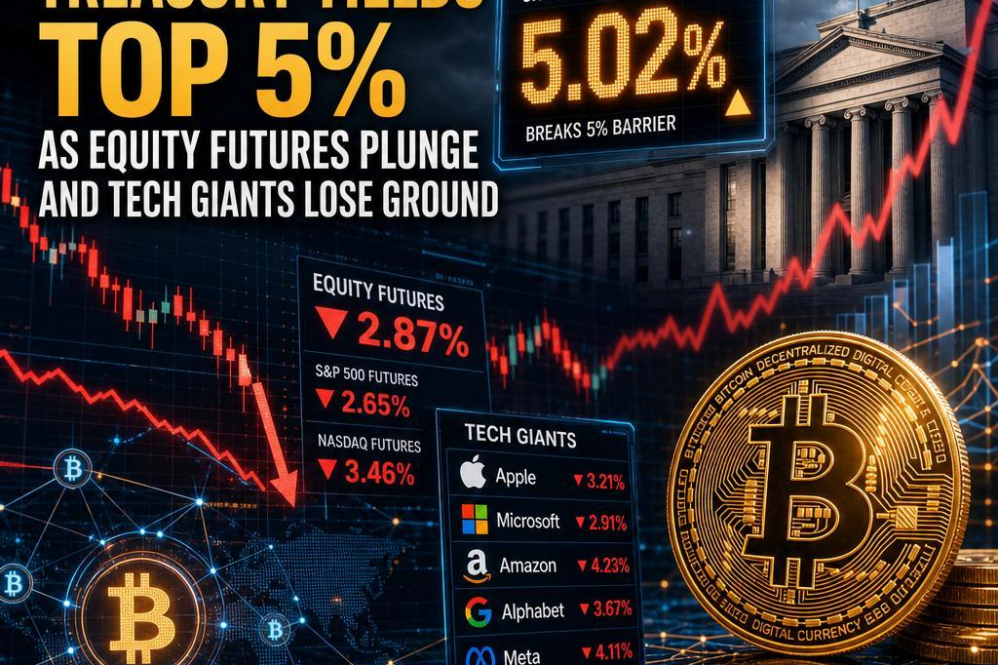 Market Shock: Treasury Yields Top 5% as Equity Futures Plunge and Tech Giants Lose Ground