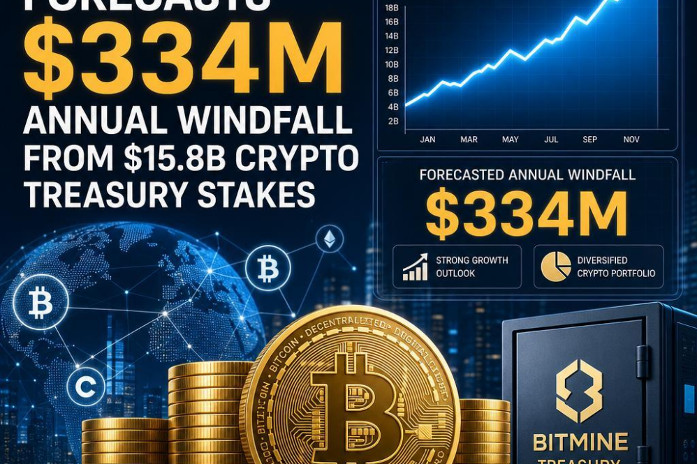 Bitmine Forecasts $334M Annual Windfall from $15.8B Crypto Treasury Stakes