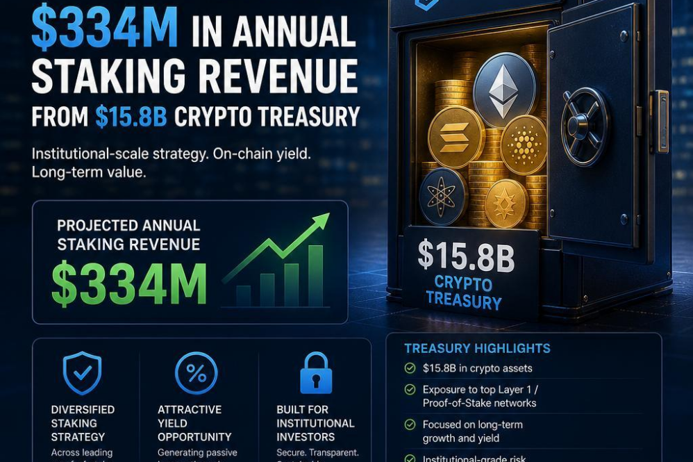 Bitmine projects $334M in annual staking revenue from $15.8B crypto treasury