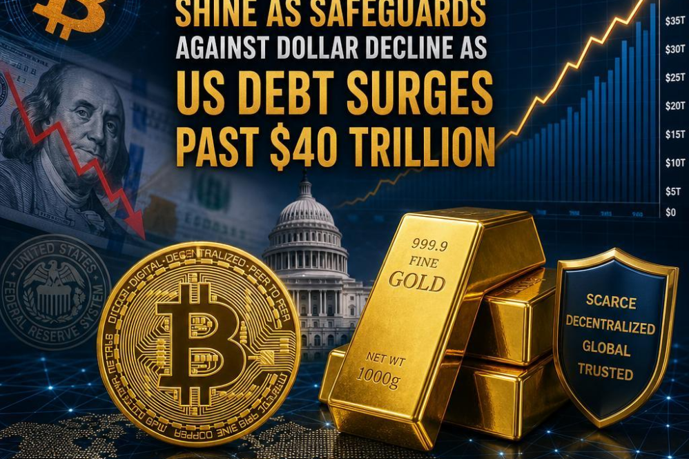 Bitcoin and Gold Shine as Safeguards Against Dollar Decline as US Debt Surges Past $40 Trillion