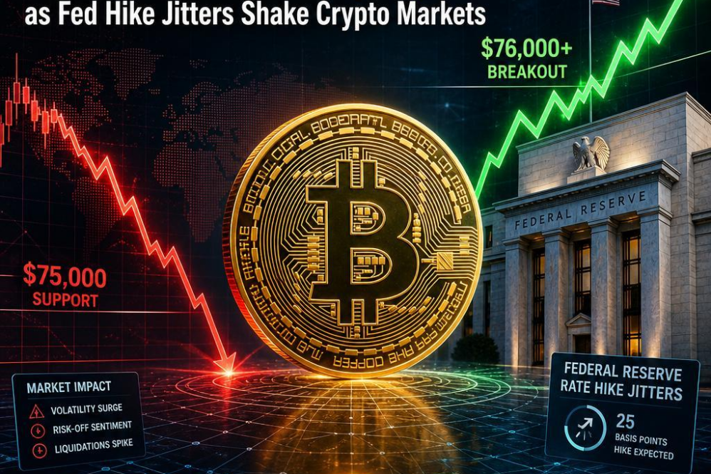 Bitcoin Plummets Below $75,000 Then Soars Past $76,000 as Fed Hike Jitters Shake Crypto Markets