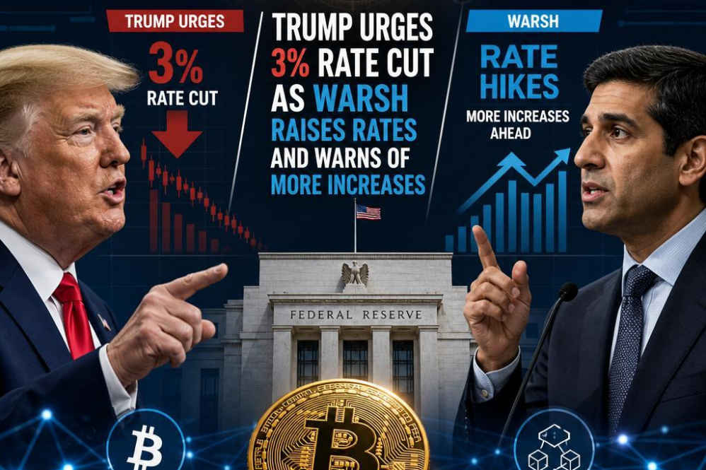 Trump Urges 3% Rate Cut as Warsh Raises Rates and Warns of More Increases