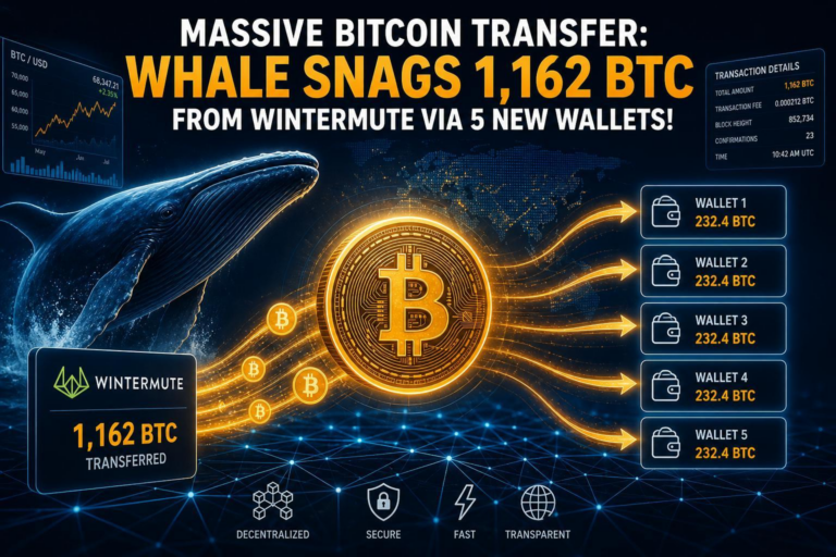 Massive Bitcoin Transfer: Whale Snags 1,162 BTC from Wintermute via 5 New Wallets!