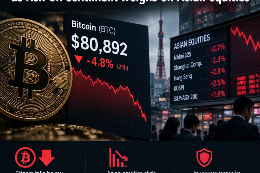 Bitcoin drops below $81,000 as risk-off sentiment weighs on Asian equities