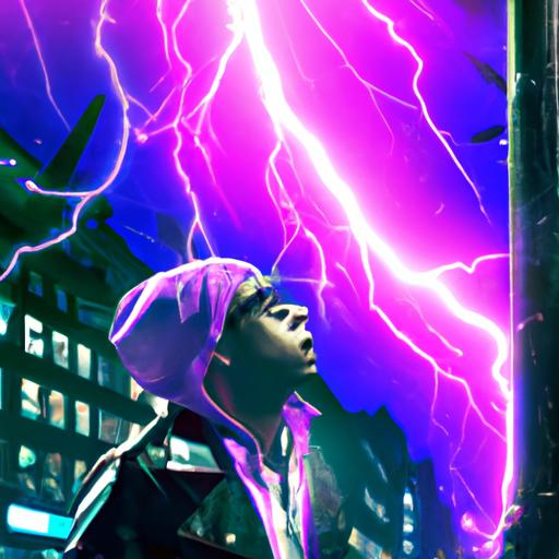 What Is Nostr? Nostr Cyberpunk Purple lightning bolt cyberpunk, trending on artstation Artist: Pablo Picasso synthwave Lighting: Umbrella lighting. Subject: Street.